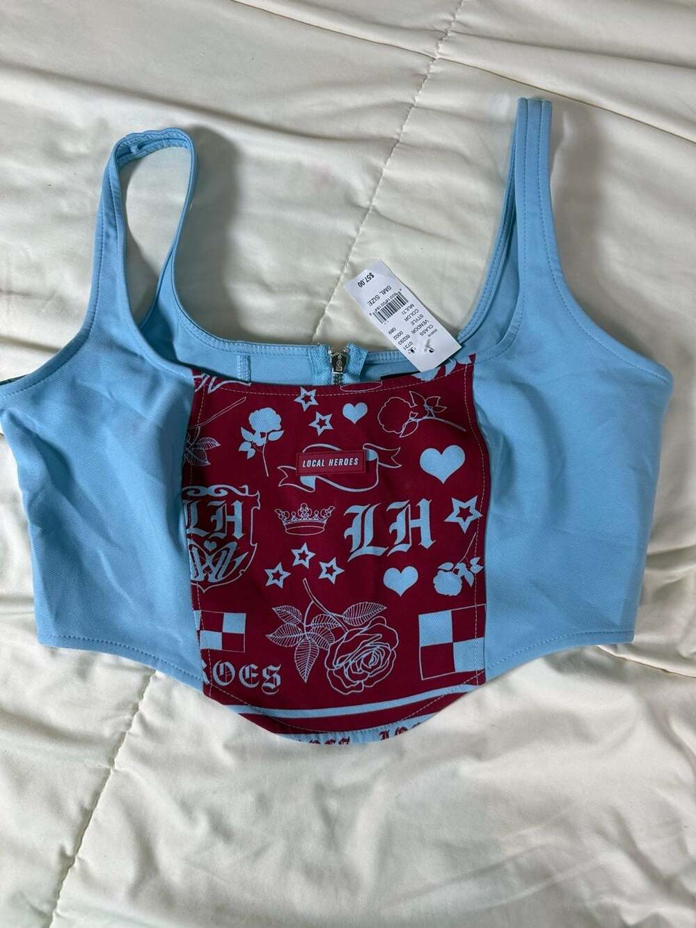 Local Heroes Women's Graphic Corset-Style Cropped Tank Top